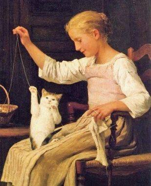 アルベルト・アンカー「Girl_playing_with_his_cat_(1887)」.jpg