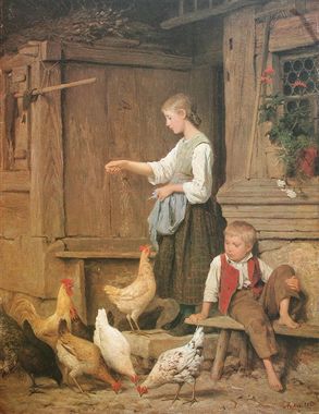 アルベルト・アンカー「Girl_feeding_the_chickens」.jpg