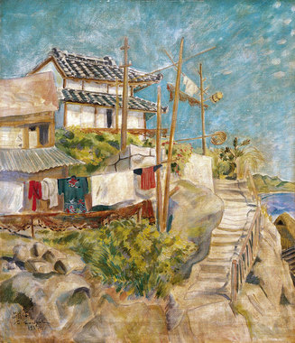 藤田嗣治「夏の漁村（房州太海）」.jpg