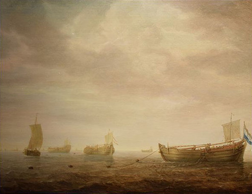 シモン・デ・フリーヘル「海上のニシン船」.jpg
