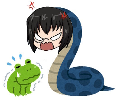 hebi_niramu_kaeru_Ponkotsu.jpg