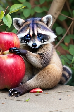 DreamShaper_v7_raccoon_with_apple_1.jpg