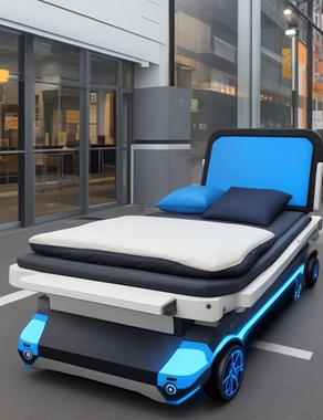 DreamShaper_v7_An_electric_bed_with_wheels_is_running_on_the_r_0.jpg