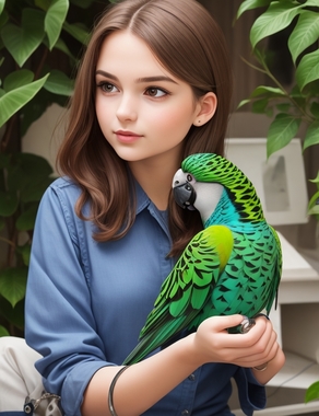 DreamShaper_v7_Young_woman_playing_with_a_small_parakeet_1.jpg