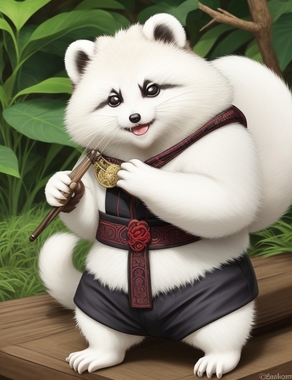 DreamShaper_v7_Handsome_white_tanuki_with_a_smug_look_on_his_f_0.jpg