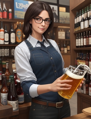 DreamShaper_v7_A_woman_wearing_glasses_brandishing_a_beer_bott_1.jpg