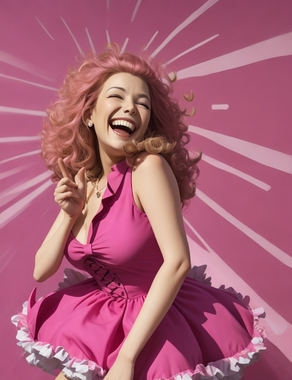 DreamShaper_v7_Laughing_woman_wearing_a_shocking_pink_dress_1.jpg