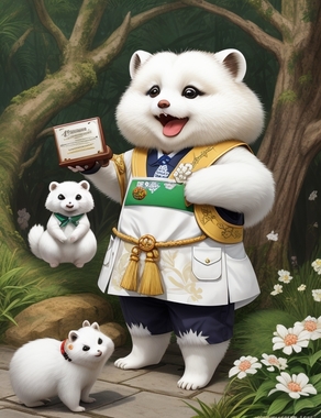 DreamShaper_v7_White_tanuki_is_overjoyed_to_receive_his_14000t_1.jpg