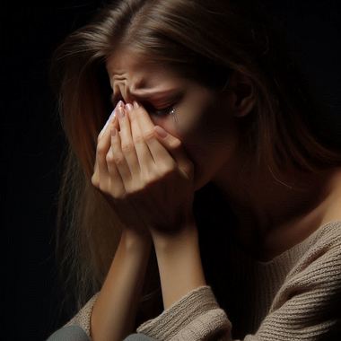 暗い背景、悩んで泣く女性.png