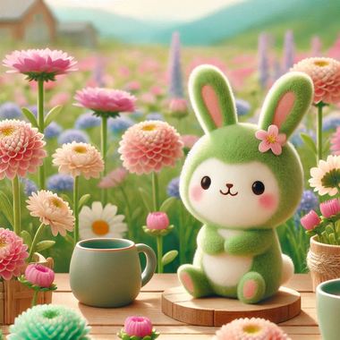 A_cute_green_rabbit_in_a_beautiful_flower_field.jpg