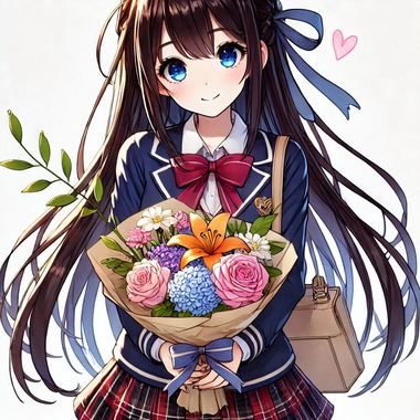 アニメ風の少女が花束を贈る画像.png