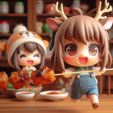 A_deer_girl_happily_jumping_because_the_yakitori_is_delicious__Nendoroid_style.png