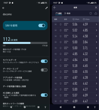 TABIeSIMデータ容量110GB越え_速度計測_5月14日19時.png