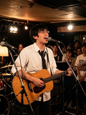 この男性が、この格好でギター抱えて、歌ってる。くるりみたいな感じ。_202605122002.jpeg