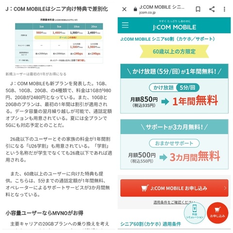 J Comモバイルシニア向け特典で差別化 掲示板 マイネ王