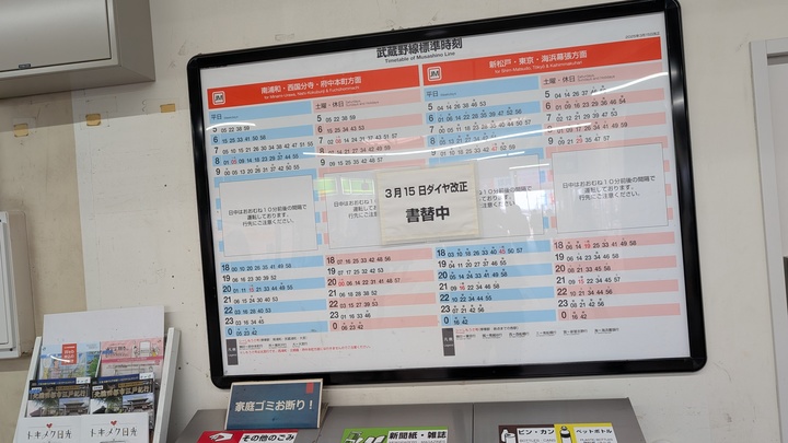 第一ちくま　駅構内時刻表示板　どの駅で貰ったかわかりません 大宮駅｜8番線の発車標（行先・発車時刻等の電光掲示板）高崎線