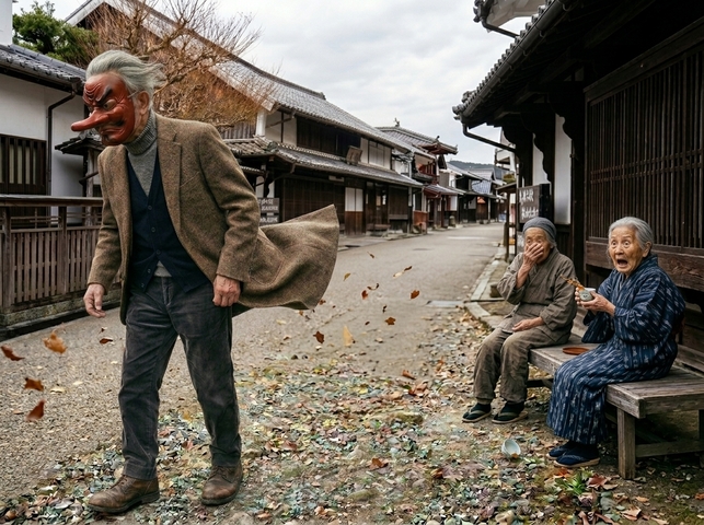 お婆さん達の表情は、恐れたものを見る感じ。男性とお婆さん達をもう少し離して。_202604150928.jpeg