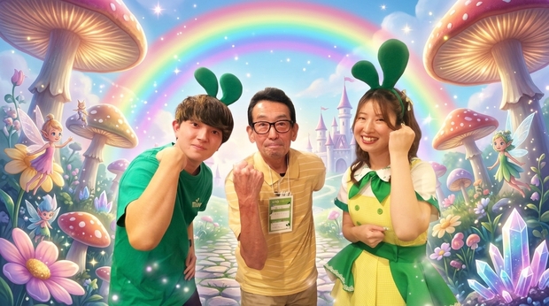 この3人の背景を虹がかかったフェアリーランドにしてください。_202604100910.jpeg