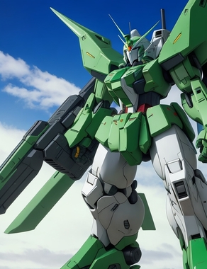 DreamShaper_v7_A_green_Gundam_with_no_weapon_and_a_large_parab_0.jpg