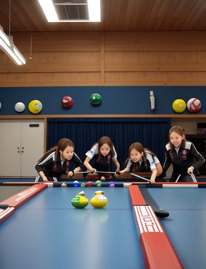DreamShaper_v7_Girls_playing_table_curling_1.jpg