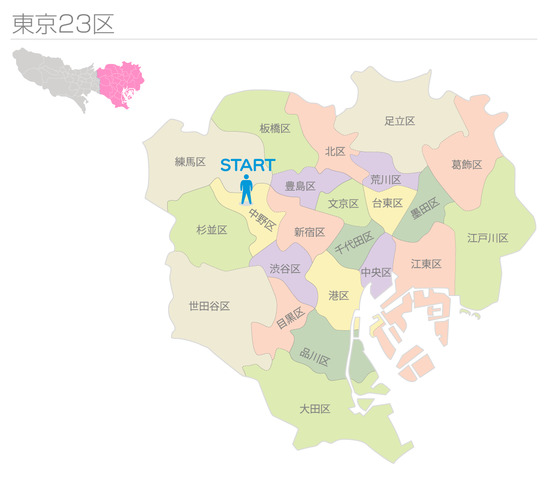 START地点は、自宅のある東京都中野区野方