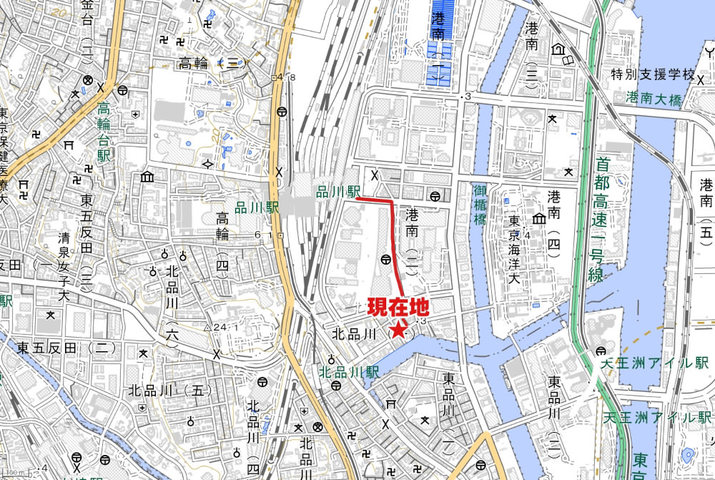 経路と現在地（地理院タイルに一部追記して使用）