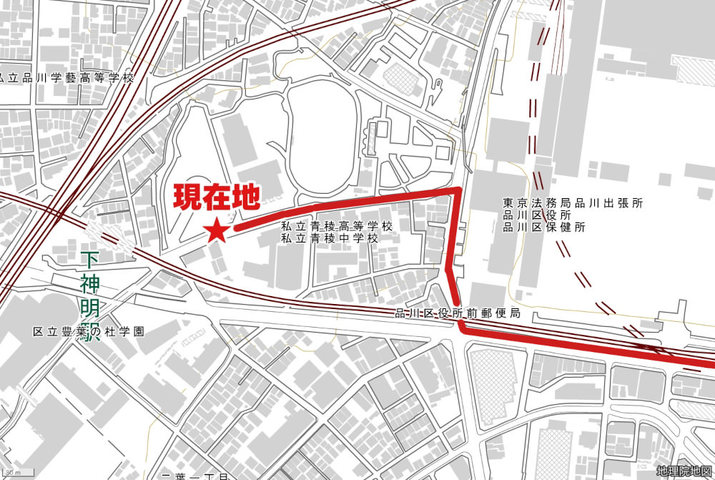 経路と現在地（地理院タイルに一部追記して使用）