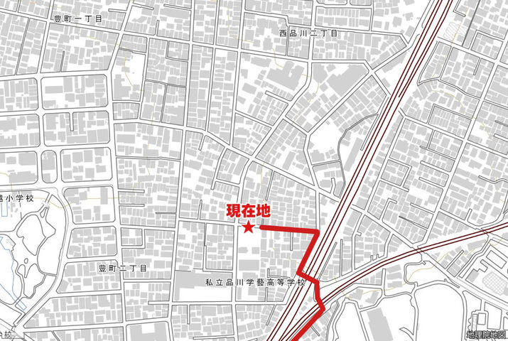 経路と現在地（地理院タイルに一部追記して使用）