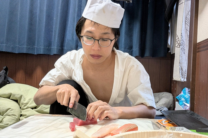 刺身を切って…