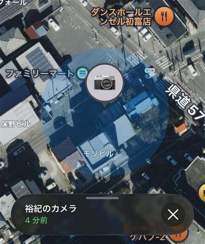 iPhoneアプリ「探す」のAppleマップより